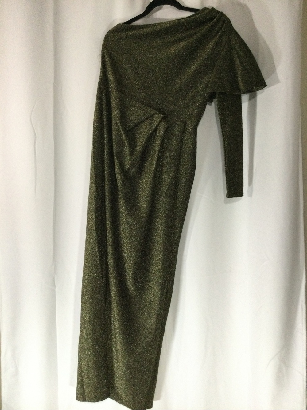 Gold Metallic One-Shoulder Dress - Size US 12